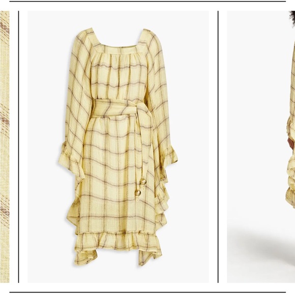 LISA MARIE FERNANDEZ Gathered Checked Linen-Blend Gauze Dress 2 - Picture 14 of 14